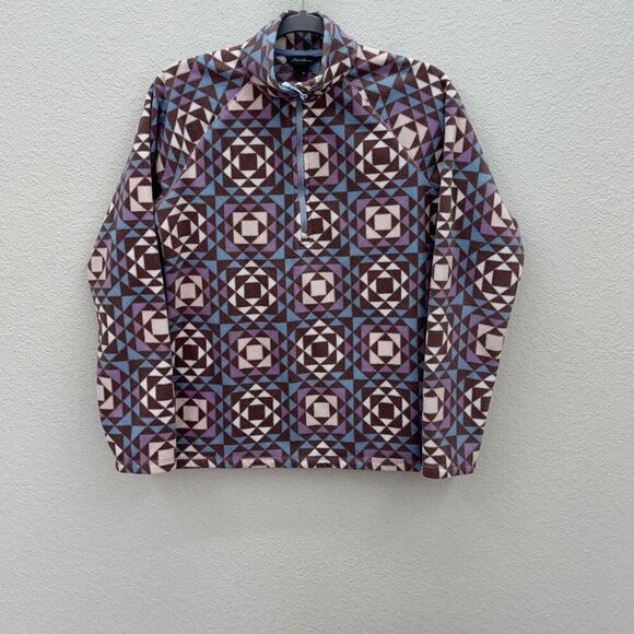 Eddie Bauer Quest Fleece 1/4 Zip Geometric Pattern Fleece Pullover Womens Medium - Picture 1 of 4